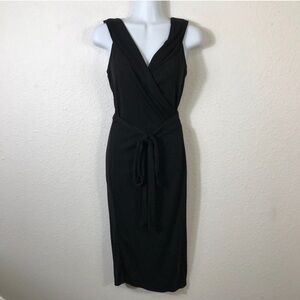 Diane Von Furstenburg Classic Black Sleeveless Wrap Midi Dress- NewWOT